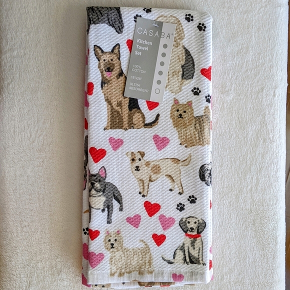 Boston Terrier Frenchie Various Dogs Hearts Set of 2 Kitchen Towel Set Multi NWT - Picture 10 of 14